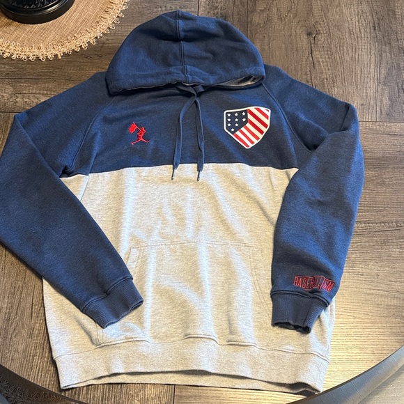 Men’s BASEBALLISM Navy and Gray Hoodie Sweatshirt Size Large - Picture 1 of 2